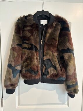 Marrakech Faux Fur Bomber Jacket - Brown Multi Camo
